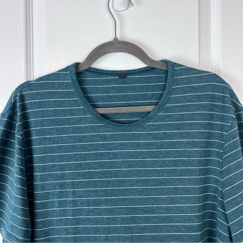 Men’s Lululemon 5 Year Basic Tee Short Sleeve Stripe Heathered Emerald Large